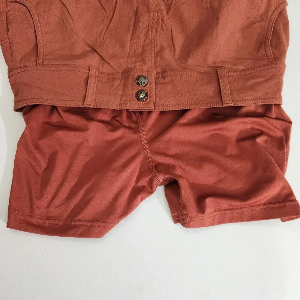 Prana Womens Rust Orange Button Closure Skort Size 2 Lightweight Cotton Skort - Picture 8 of 11